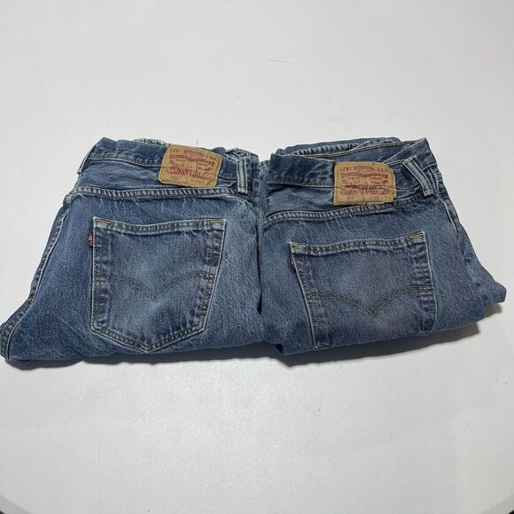 Lot of 2 Levi Strauss 501 Jeans Men's 36x34 Straight Leg Button Fly Blue Denim - Picture 1 of 13